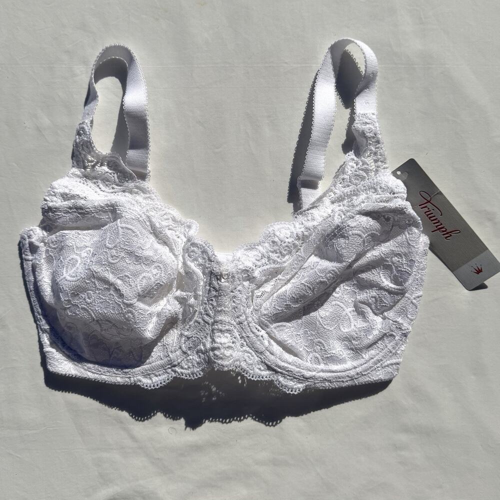 Triumph Amourette 300 Bra Unlined Underwire 32H White Lace